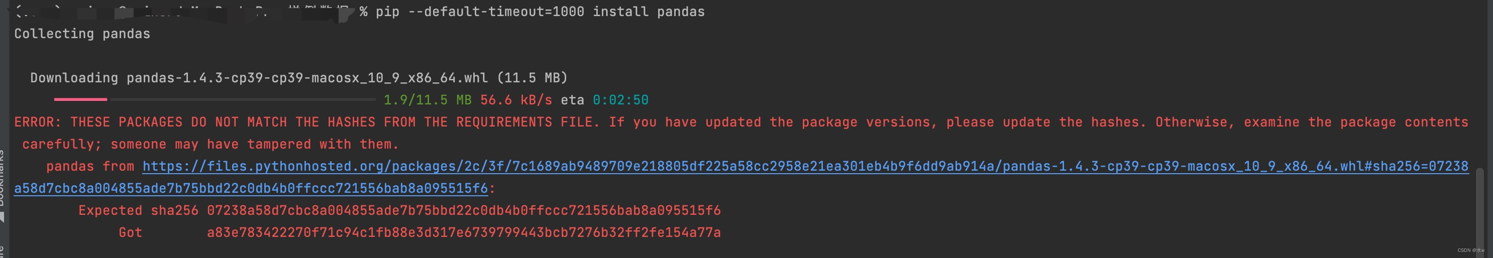 pip3 install pandas