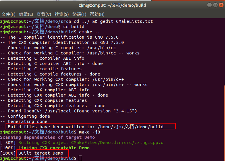 Ubuntu18.04 uses Cmake to compile an opencv program (compiles ...