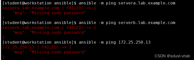 msg missing sudo password ansible