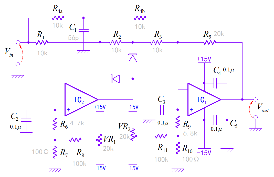 ▲ 图4.3.1 可调整失调的绝对值电路