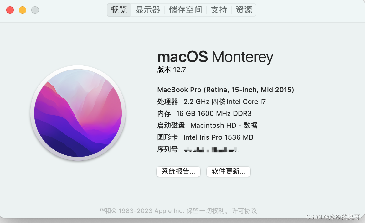 2015款MacBook Pro从Big Sur升级到Monterey