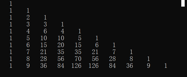 C语言＞＞打印以下的杨辉三角形（10行）