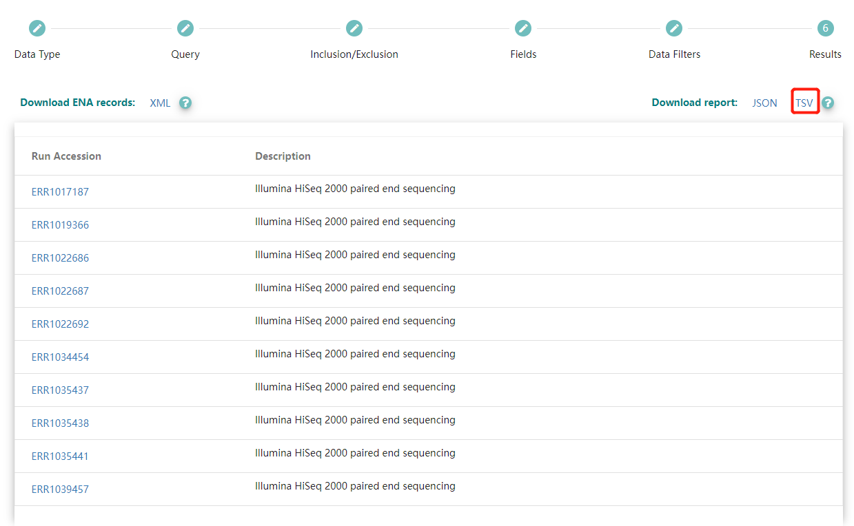 从ebi中ena数据库下载原始数据accession的详细信息以及序列