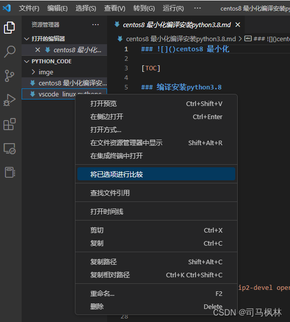 vscode对比两个文件的相同与不同部分_vscode compareCSDN博客