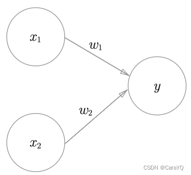 図 2-1 2 つの入力を持つパーセプトロン