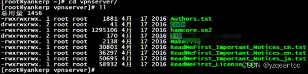 You can view the directory files with the ll command