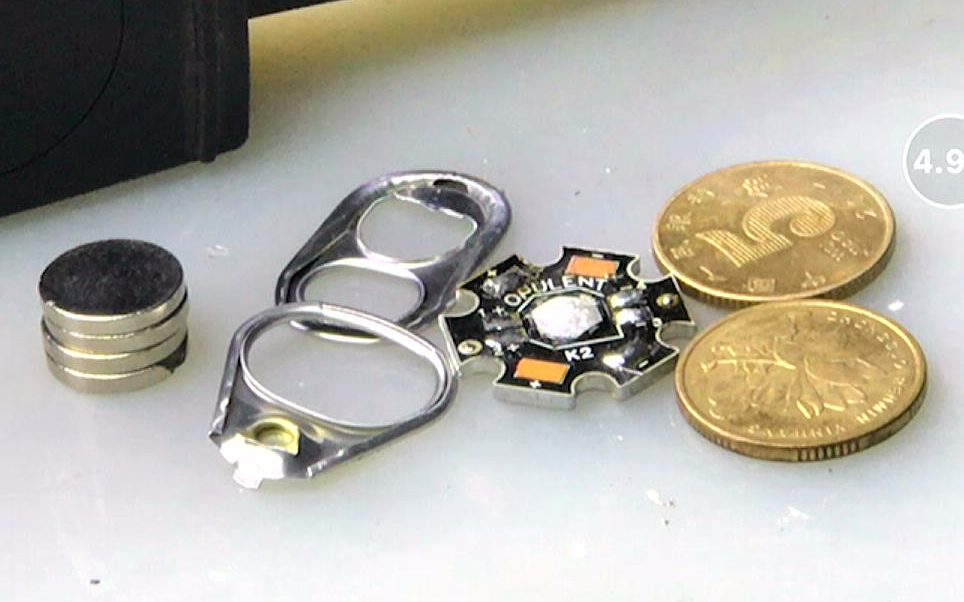 ▲ 图1.3 磁铁， 铝环，铝片，金属硬币
