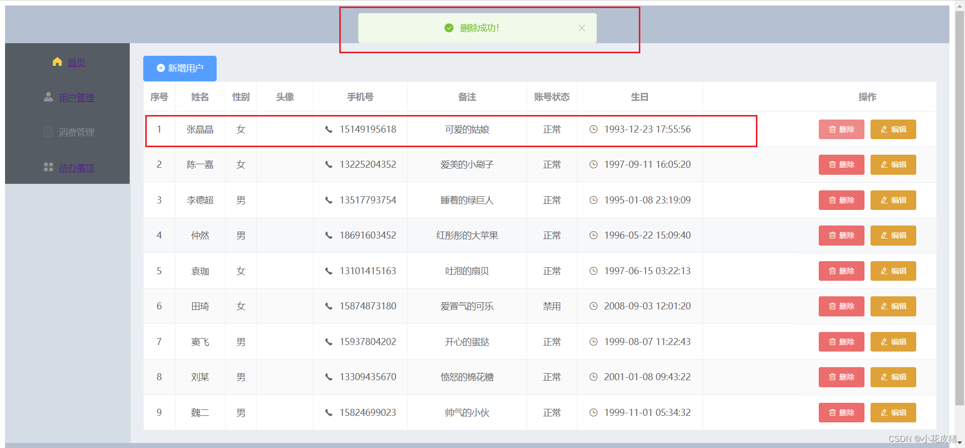 Vue使用ElementUI的确认框进行删除操作(包含前后端代码)