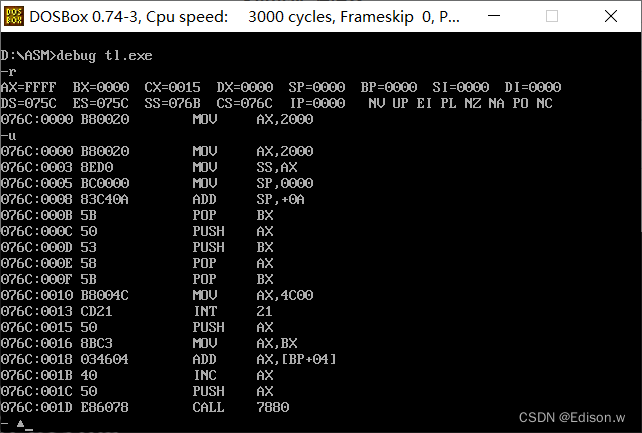 dosbox debugger stuck g flag