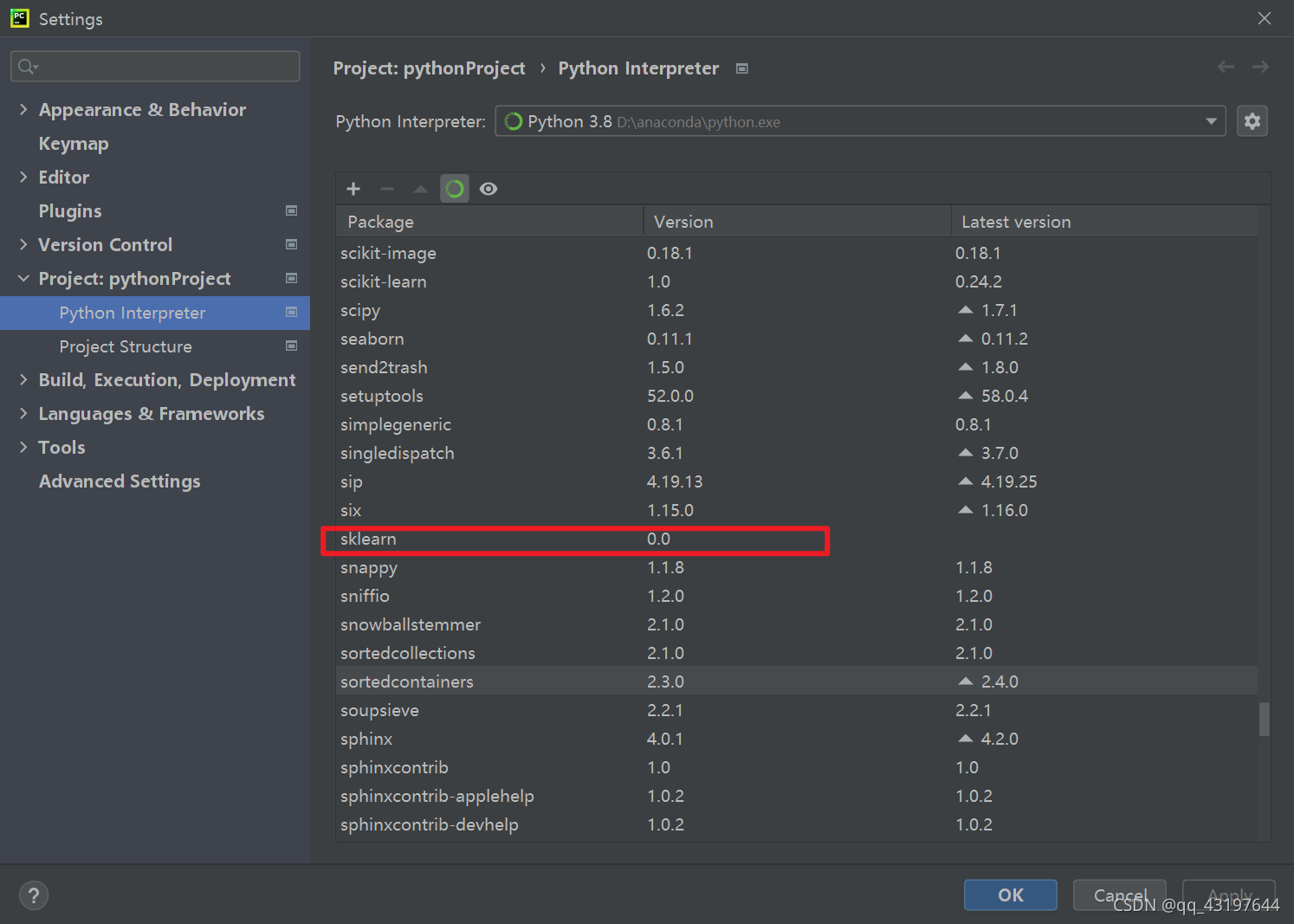 pycharm安装sklearn出错_pycharm安装sklearn失败-CSDN博客