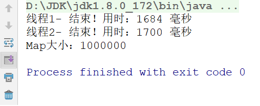 [外链图片转存失败,源站可能有防盗链机制,建议将图片保存下来直接上传(img-9Xncemhw-1635076554793)(imgs/ConcurrentHashMap执行时间.png)]