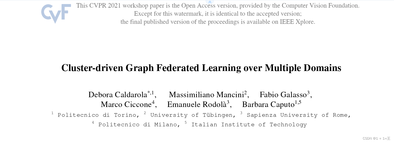 【论文导读】- Cluster-driven Graph Federated Learning over Multiple Domains（聚类驱动的图联邦学习）