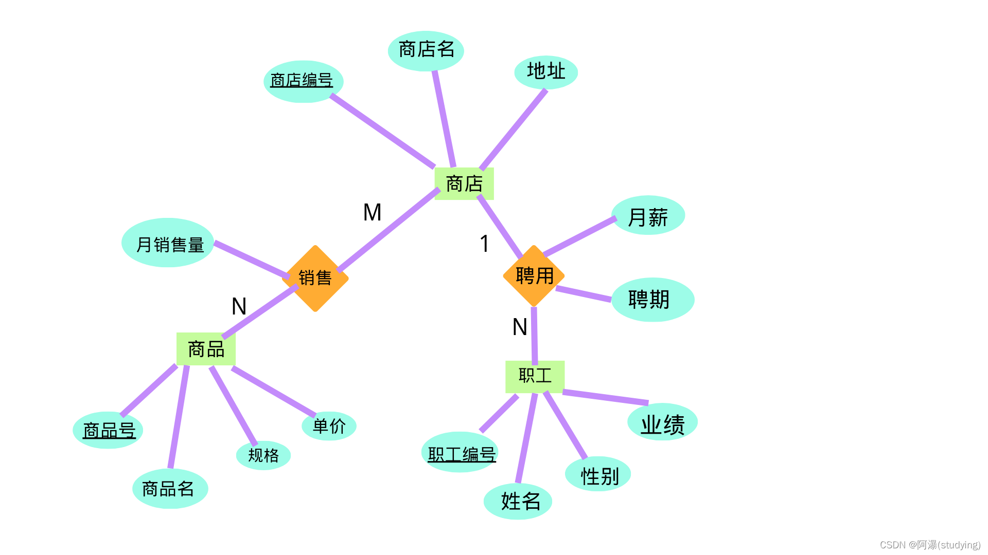 《数据库》期末E-R图的画法及转化成关系模型_er图主键和外键怎么标明-CSDN博客