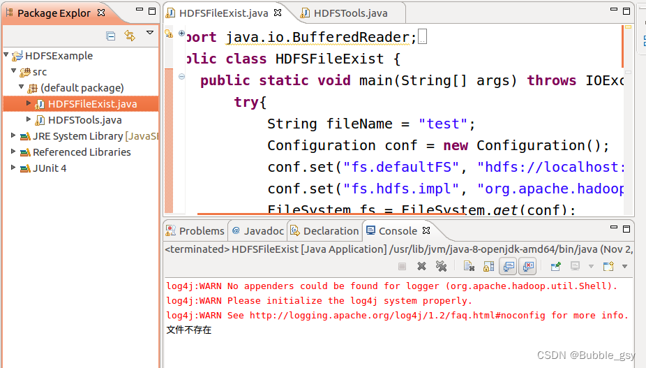 分布式文件系统HDFS之利用Java API与HDFS进行交互_在ubuntu环境下使用eclipse编写并运行hdfs文件操作相关的java