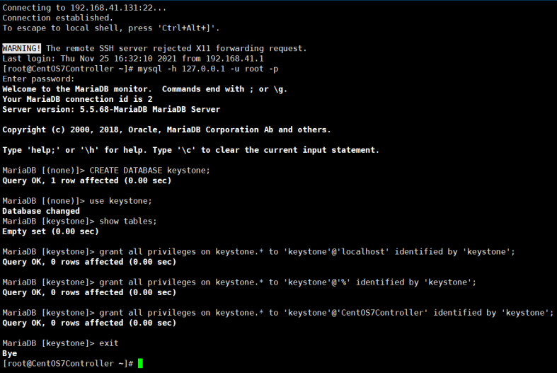 keystone安装与配置_grant all privileges on keystone.* to 'keystone'@'-CSDN博客