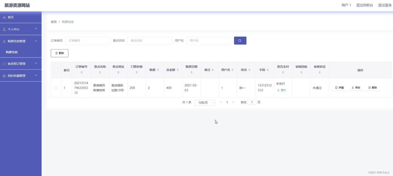 购票信息管理