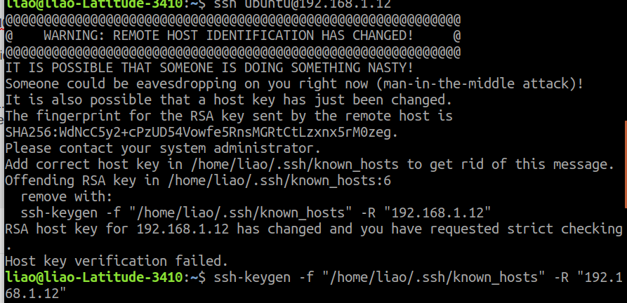 ssh 时报remove with ssh-keygen -f...