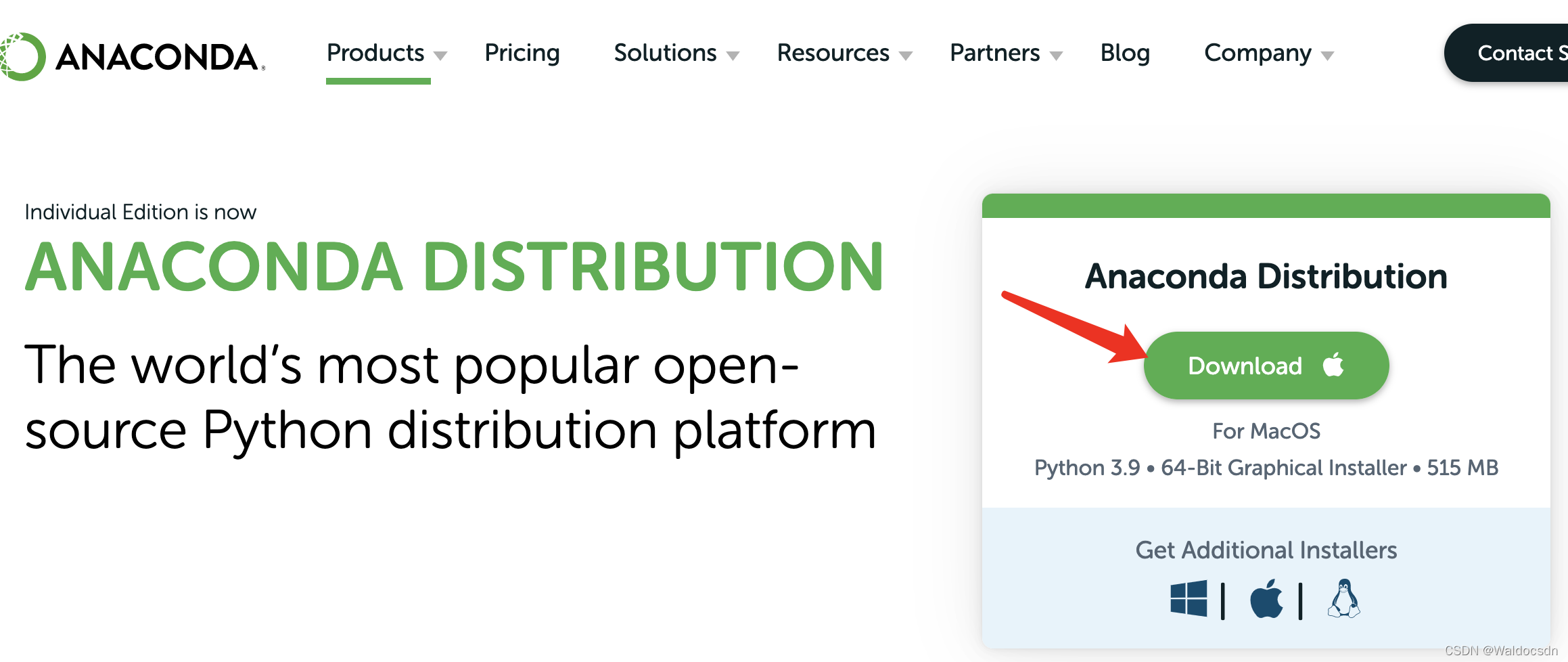 Download the conda installation package