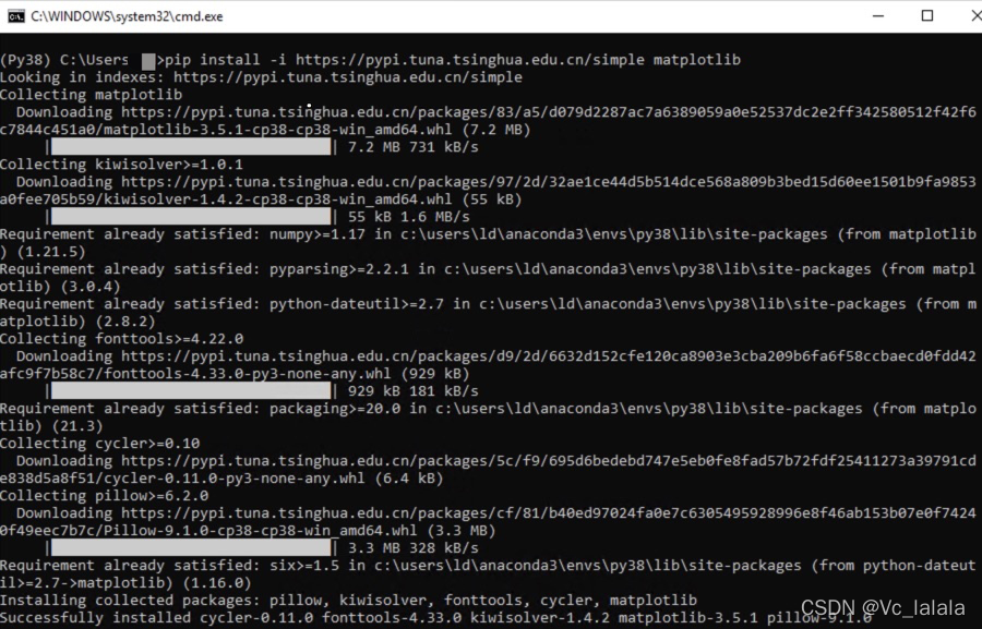 Python 3.8 安装matplotlib
