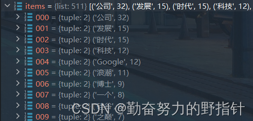 出现次数较多的词