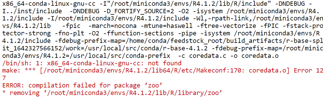 installation of package had nonzero exit status