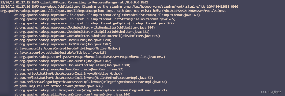 hadoop运行WordCount时，Input path does not exist错误原因