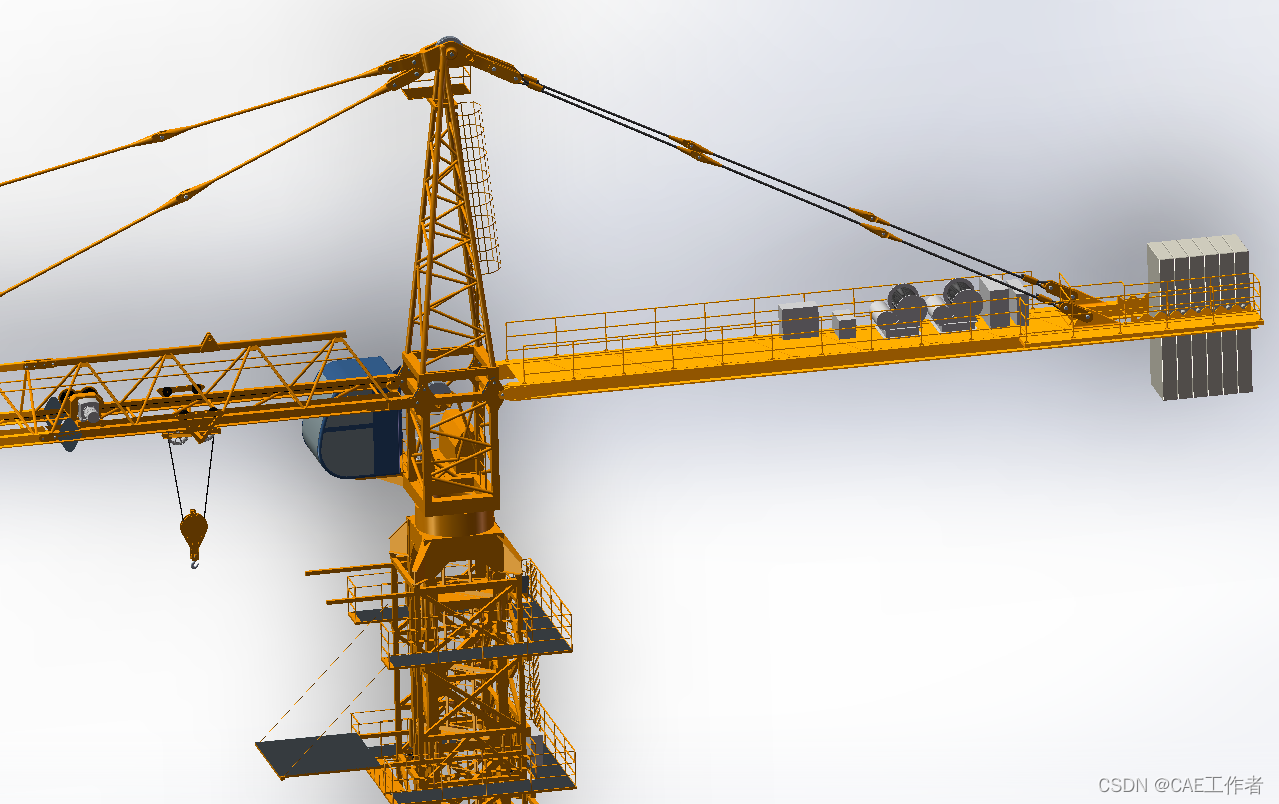 【模型库】建筑30米高塔吊（起重机）-三维模型包括creo与stp格式