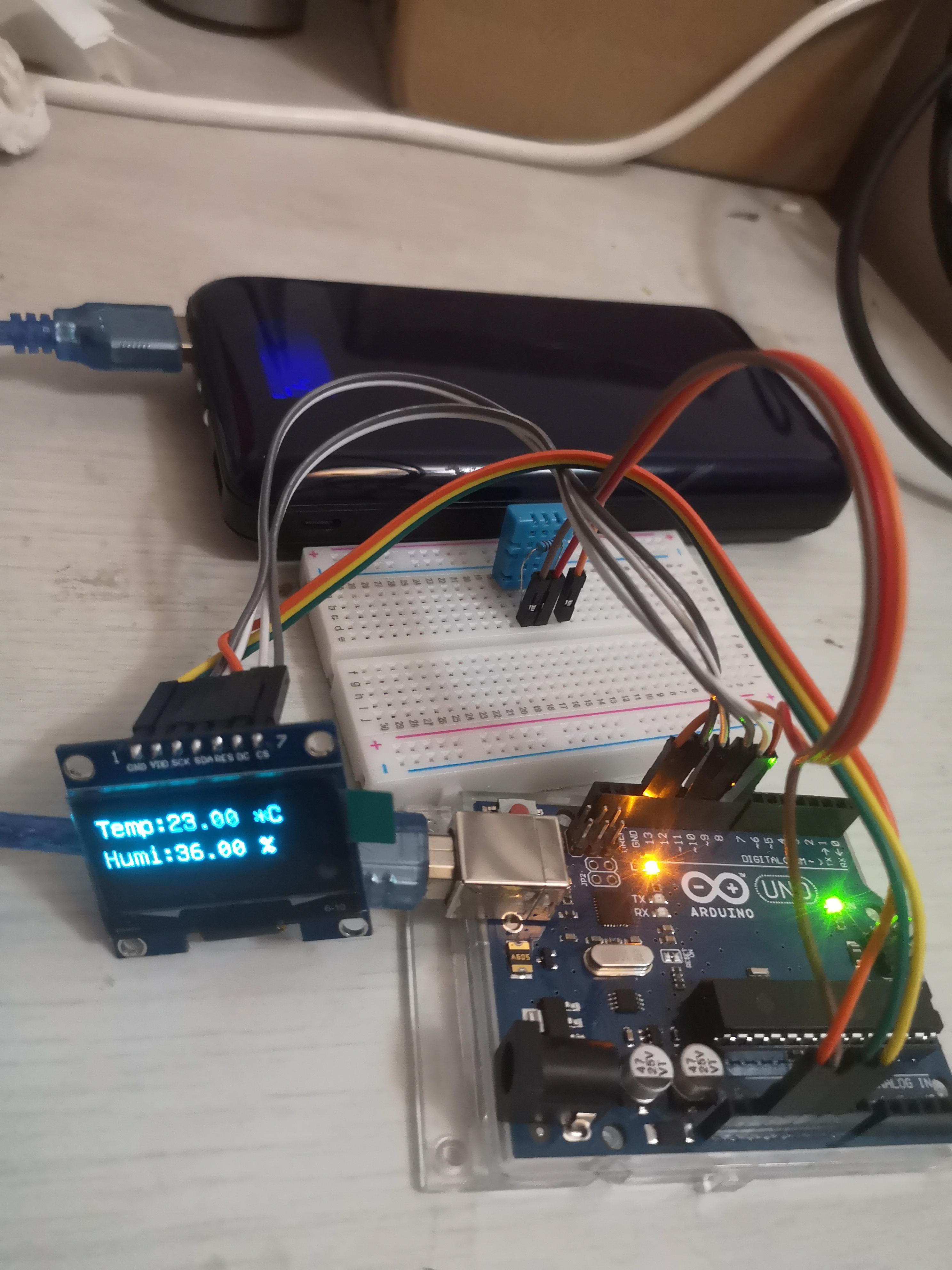 arduino dht11溫溼度傳感器 12864oled顯示溫溼度