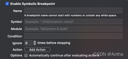 Symbolic Breakpoint