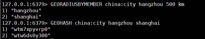 GEOHASH key member1 [member2..]