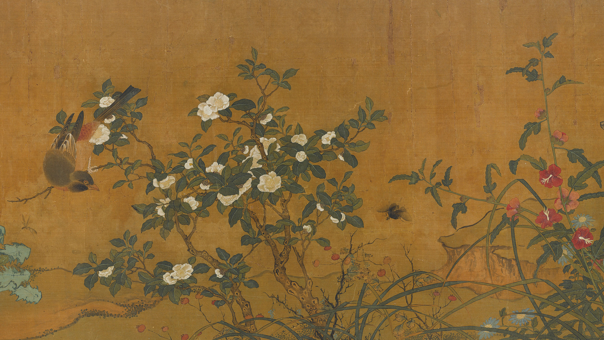 名画112 钱选《画选十幅》_4、元 钱选《花竹翎毛图卷》-CSDN博客
