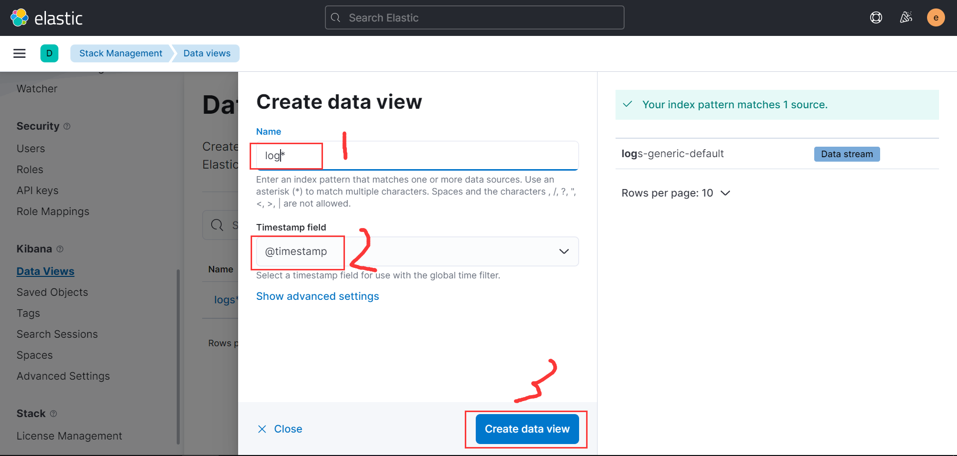 create data view