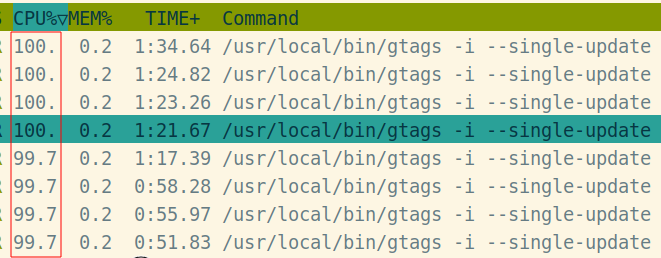 Emacs之解决gtags -i --single-update占用率100%卡死问题(一百零六)