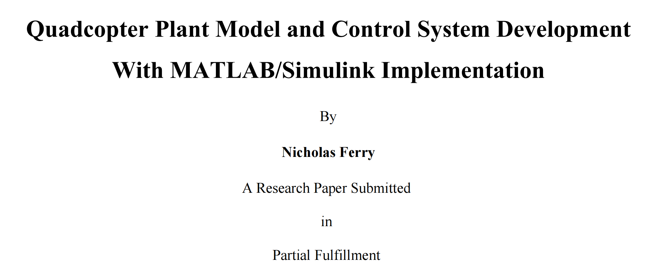 四旋翼飞行器基本模型（MatlabSimulink）