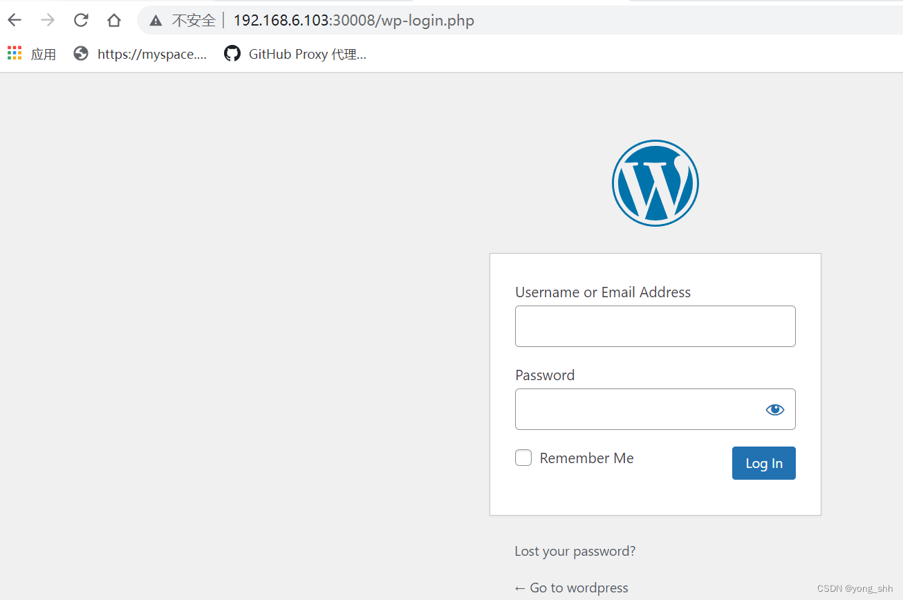 Wordpress login