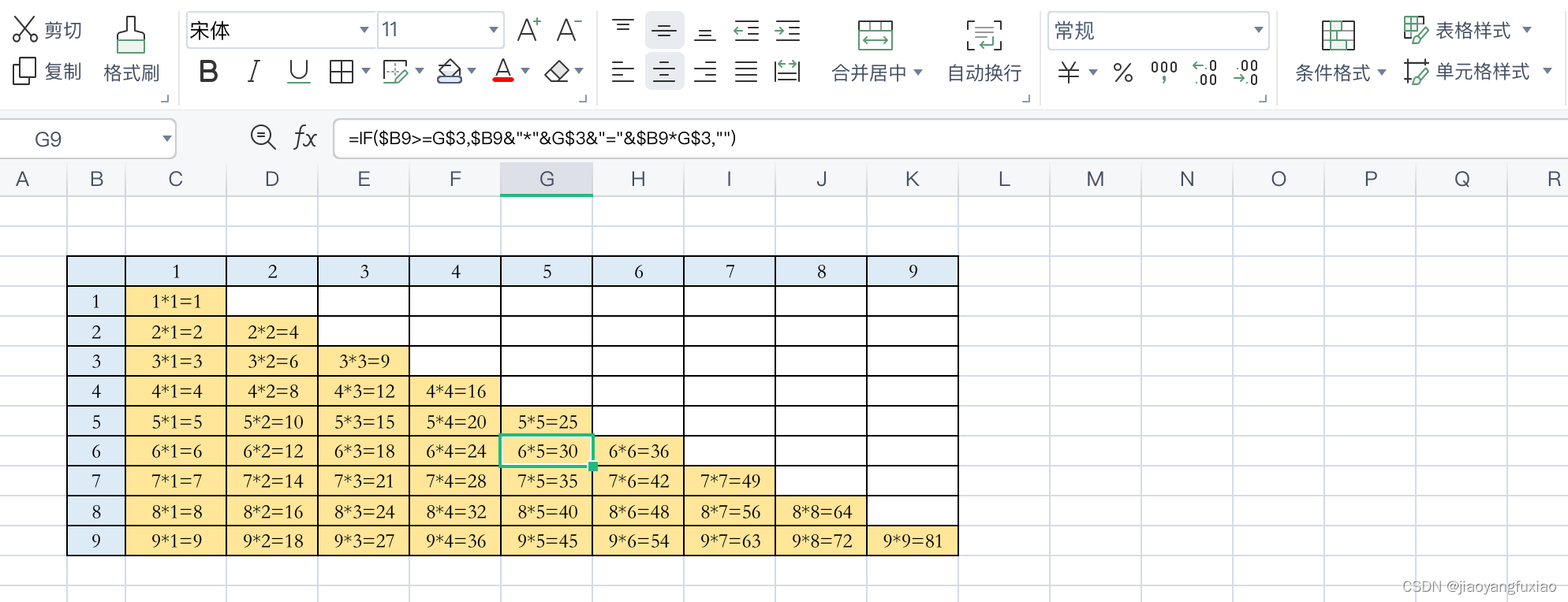 九九乘法表+公式