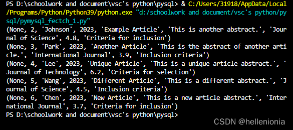 【mysql】VScode下用python语句实现对mysql的基本操作_vscode python连接数据库有描述-CSDN博客