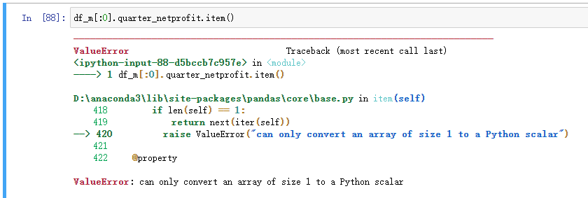 ValueError: can only convert an array of size 1 to a Python scalar