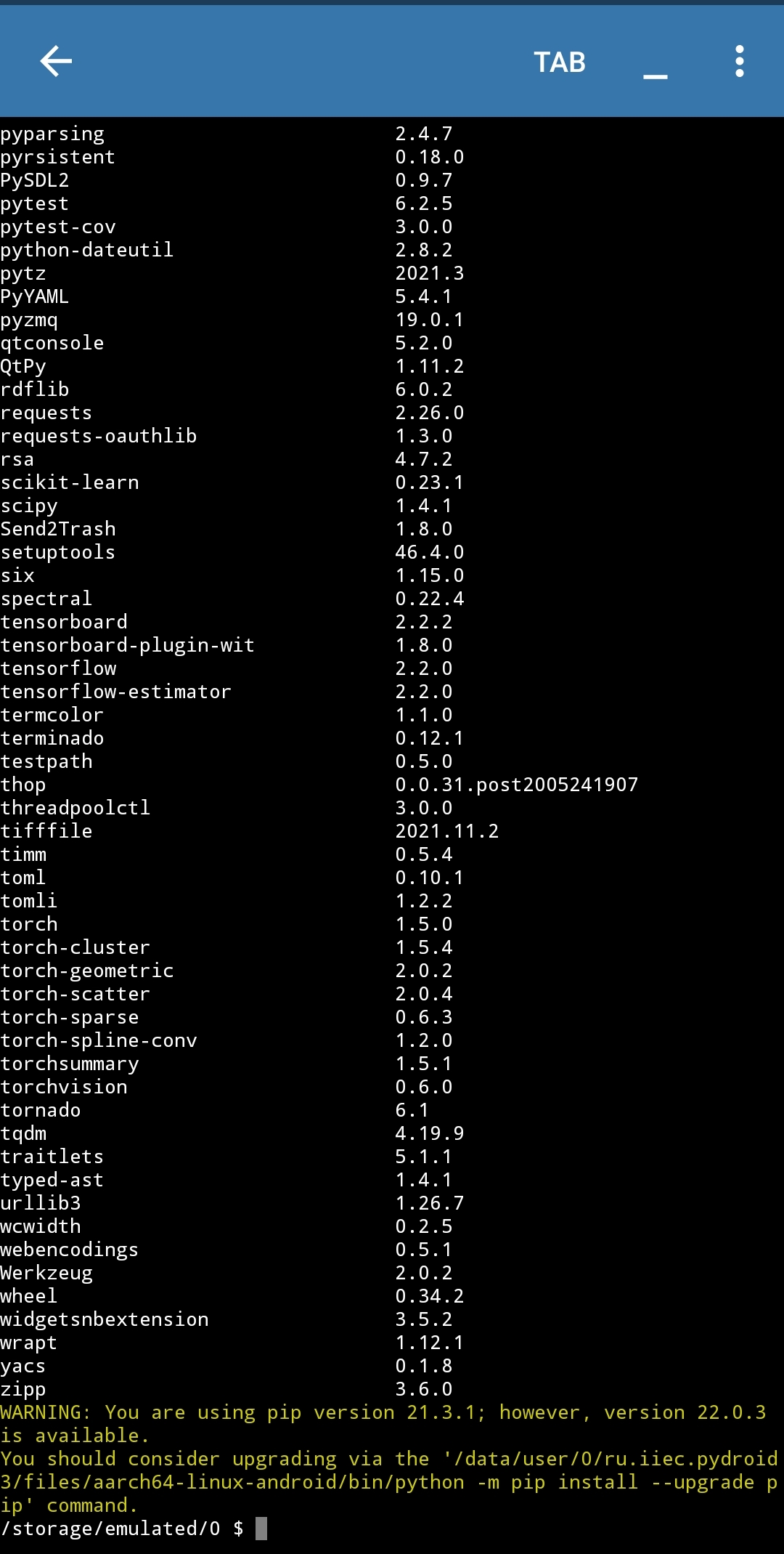 用手机进行深度学习 pytorch tensorflow python学习