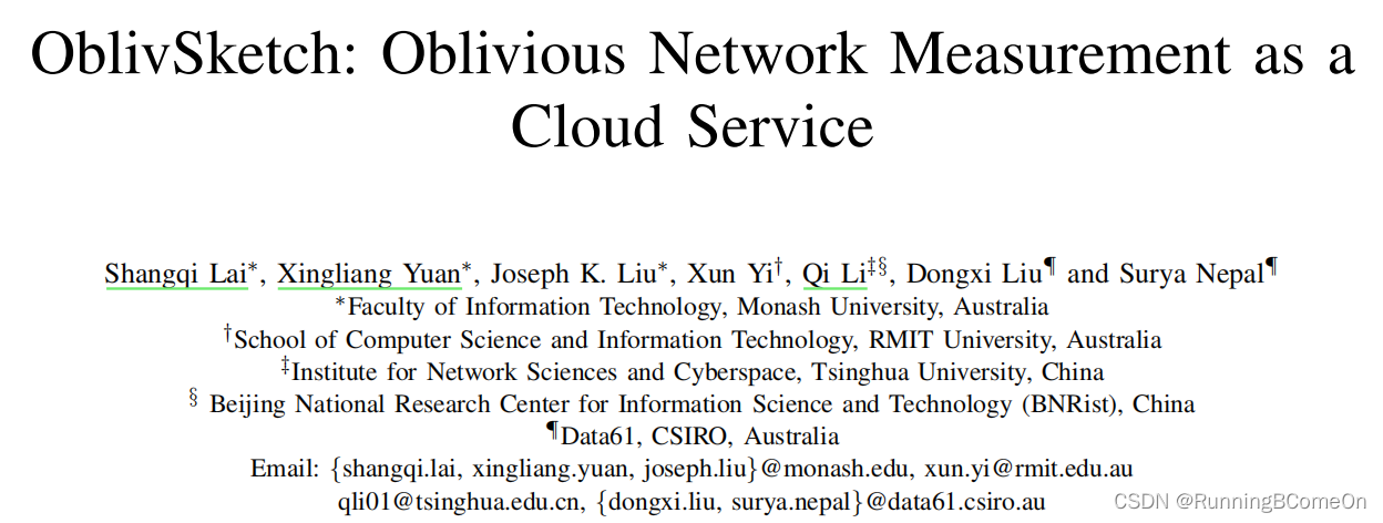 OblivSketch: Oblivious Network Measurement as a Cloud Service