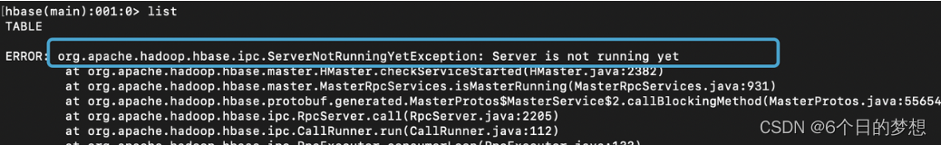 Hbase：报错ERROR: ..hadoop.hbase.Server is not running yet