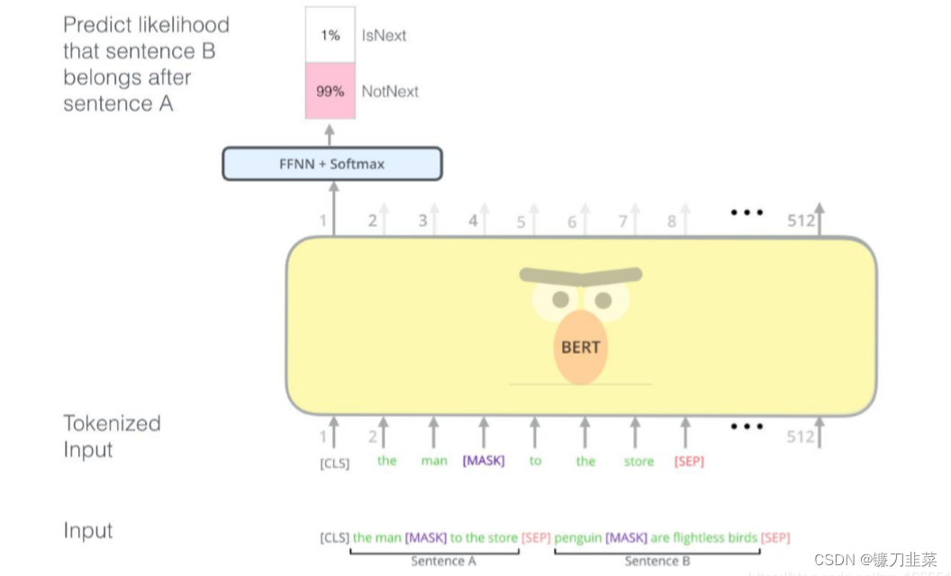 BERT's NSP pre-training process