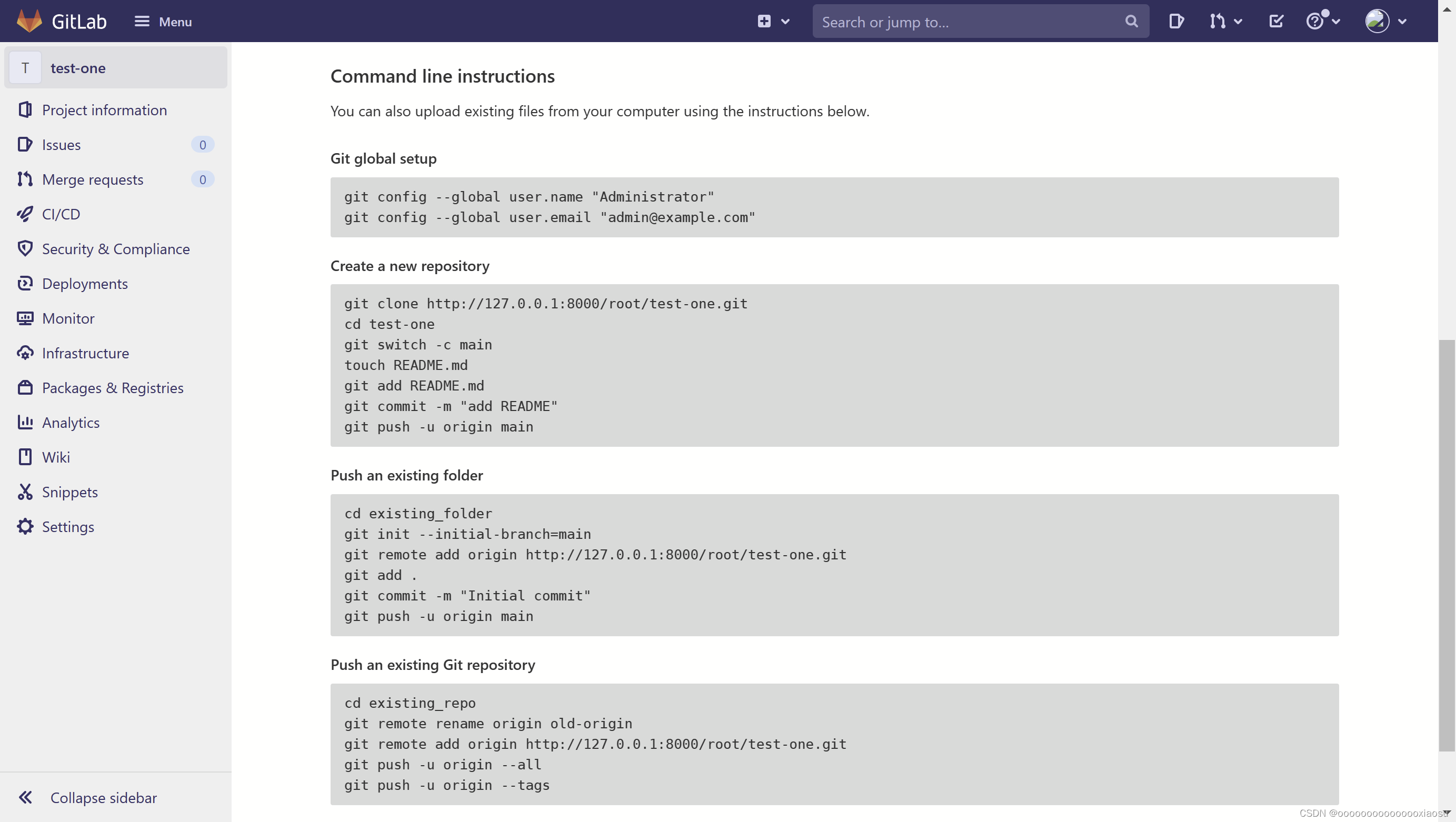 【gitlab】本地项目上传gitlab