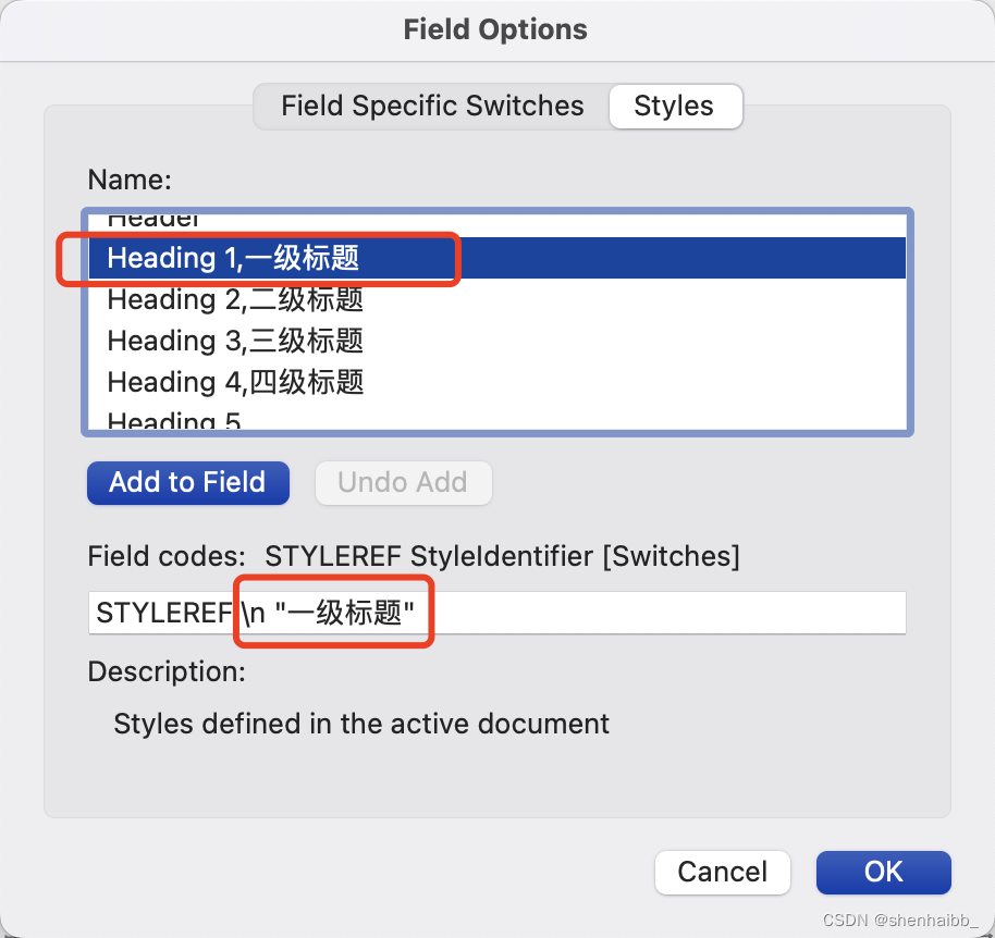 mac word页眉添加章节号和标题