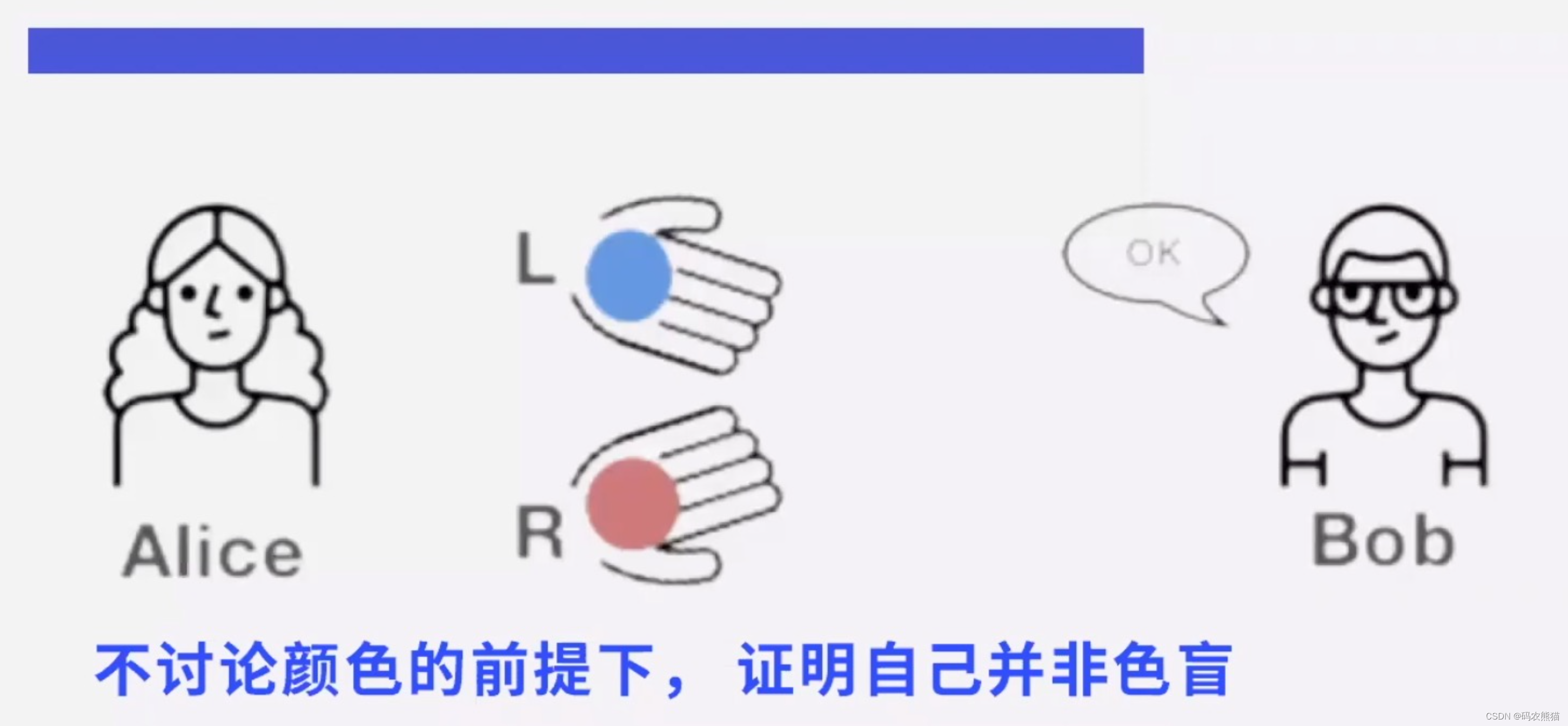 不讨论颜色的前提下，证明自己并非色盲