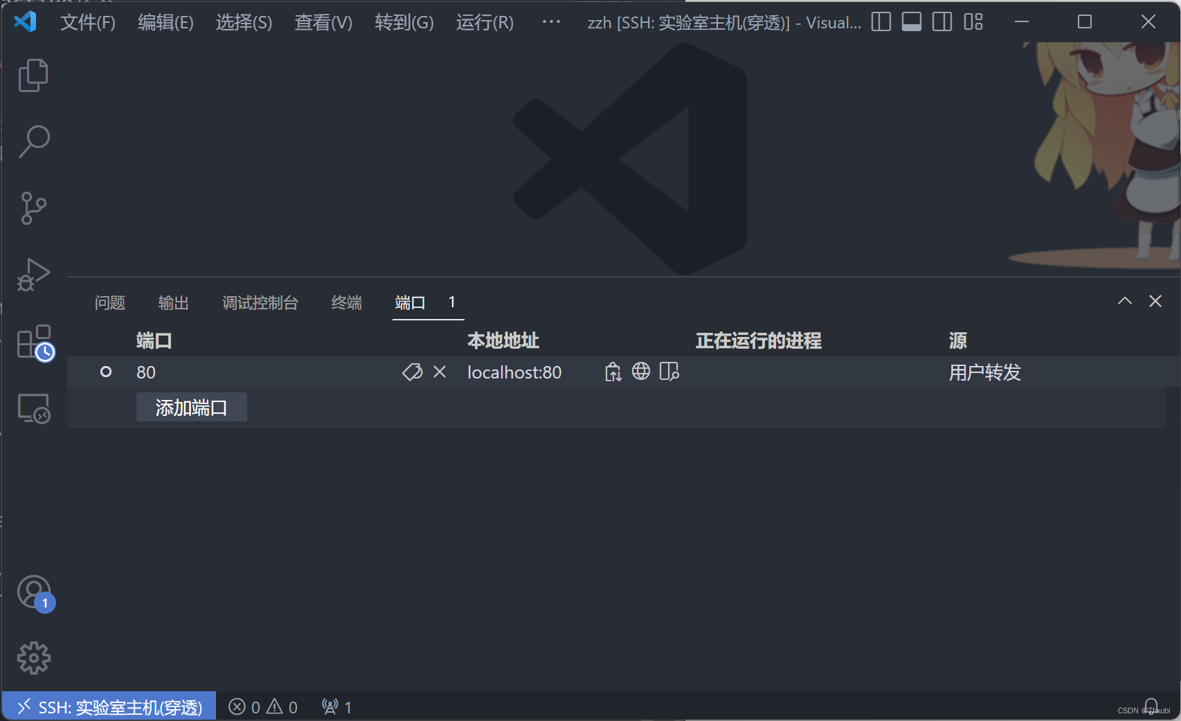 使用vscode中的ssh远程连接、端口转发