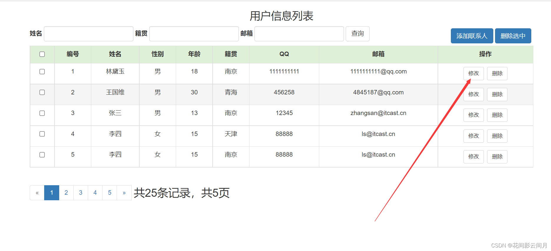 Java——用户信息列表案例_用户列表查询javaCSDN博客