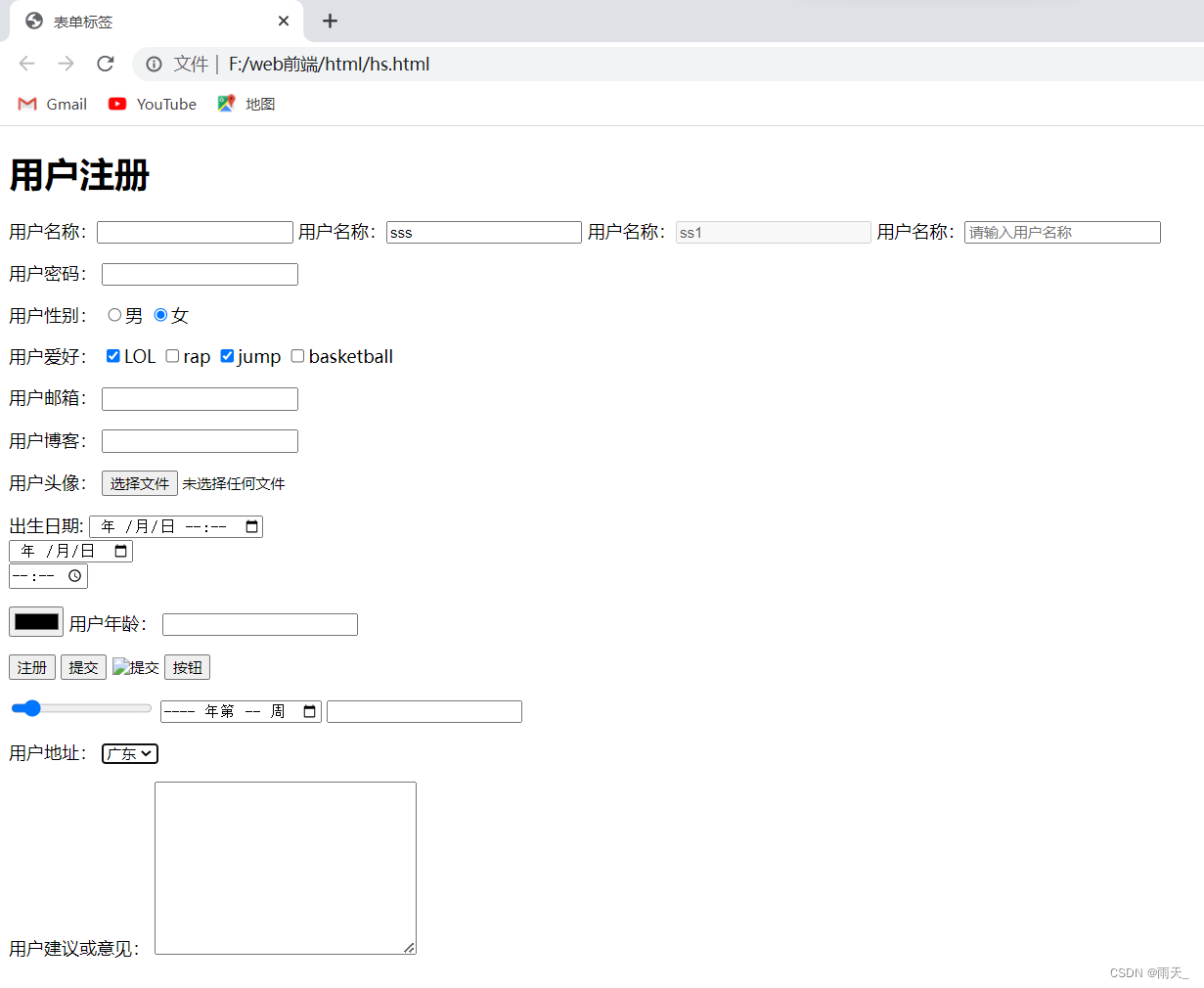 web前端 --- 表单标签