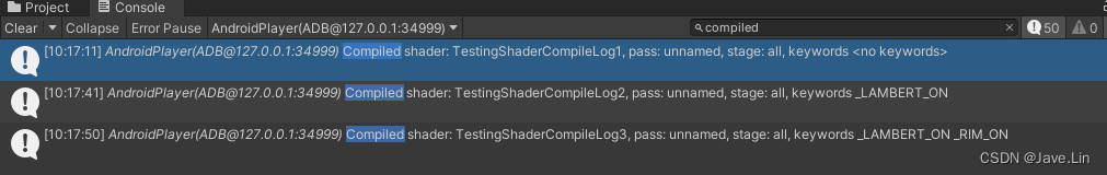 Unity - Shader Compiled Log