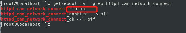 getsebool -a | grep httpd_can_network_connect